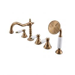 Grifo de bañera PB Classic de 5 orificios con palanca blanca en color bronce 1208854792